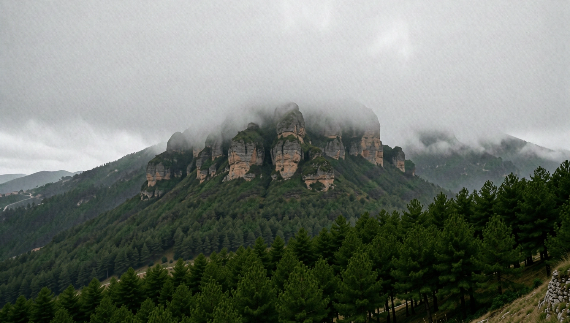 Paisaje brumoso de Oviedo